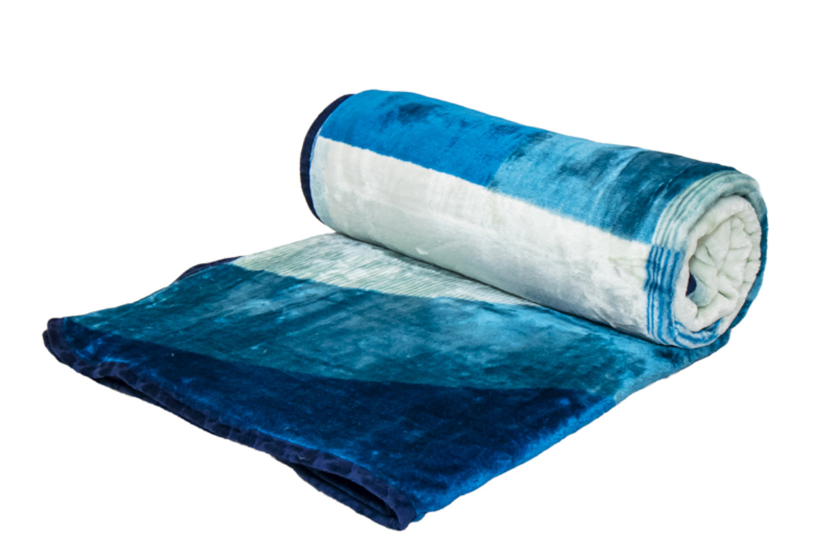 Blue Cubism 1Ply Silver Mink Blanket - Image 2