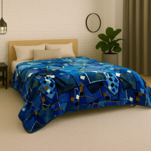 French Blue Picasso 1Ply Gold Mink Blanket