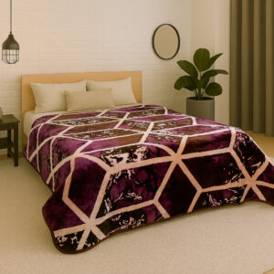 Burgandy Contemporary 1Ply Gold Mink Blanket