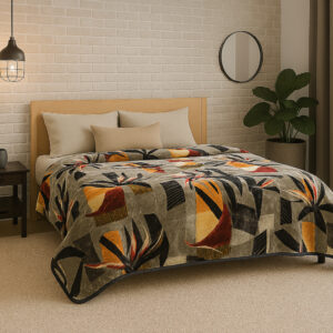 Dove Grey Trellis 1Ply Gold Mink Blanket