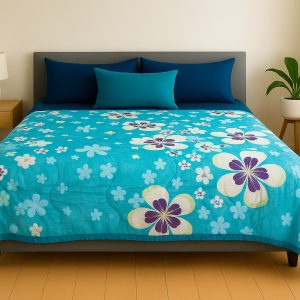 Turquoise Claire 3Ply Quilted Mink Blanket - Queen