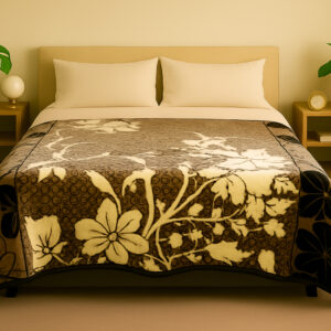 Licorice and Biscuit Ornamental Floral 1Ply Silver Mink Blanket