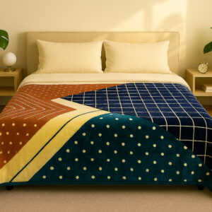 Teal and Pastel Triangles 1Ply Silver Mink Blanket