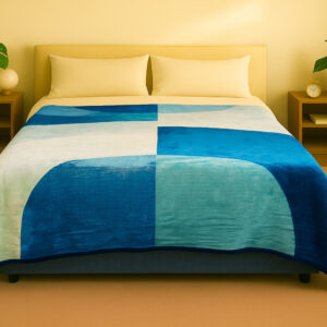 Blue Cubism 1Ply Silver Mink Blanket