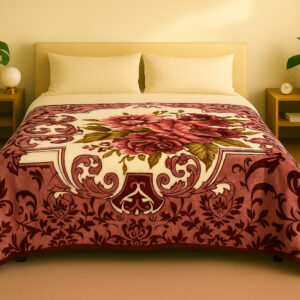 Pastel and Wine Roses 1Ply Silver Mink Blanket